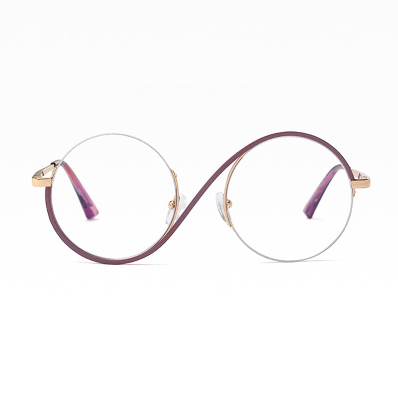 Round Stainless Steel Glasses with Blue Light Filter and Adjustable Nose Pads