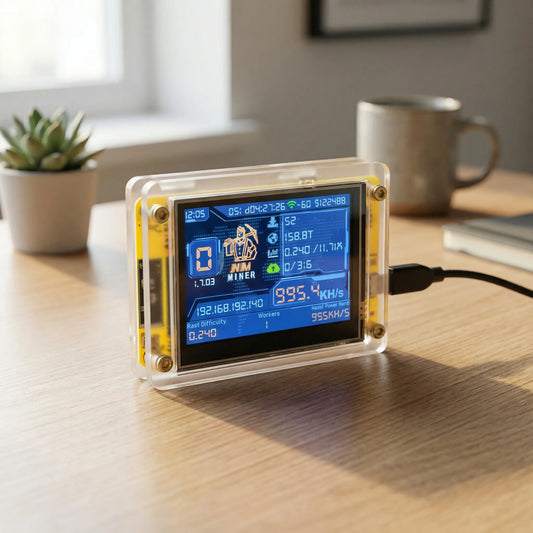 Compact Bitcoin Mining Unit with 2.8-Inch Display for Solo Mining