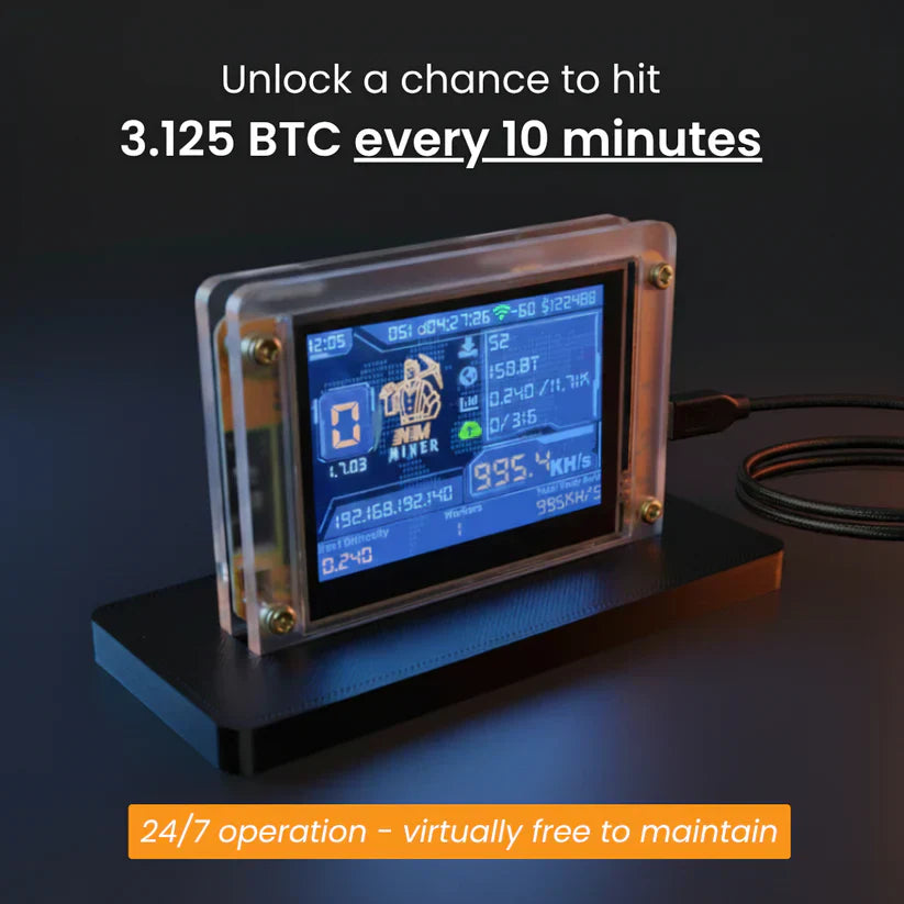Compact Bitcoin Mining Unit with 2.8-Inch Display for Solo Mining