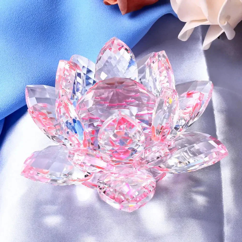 Crystal Lotus Flower Figurine - Feng Shui Home Decor Paperweight