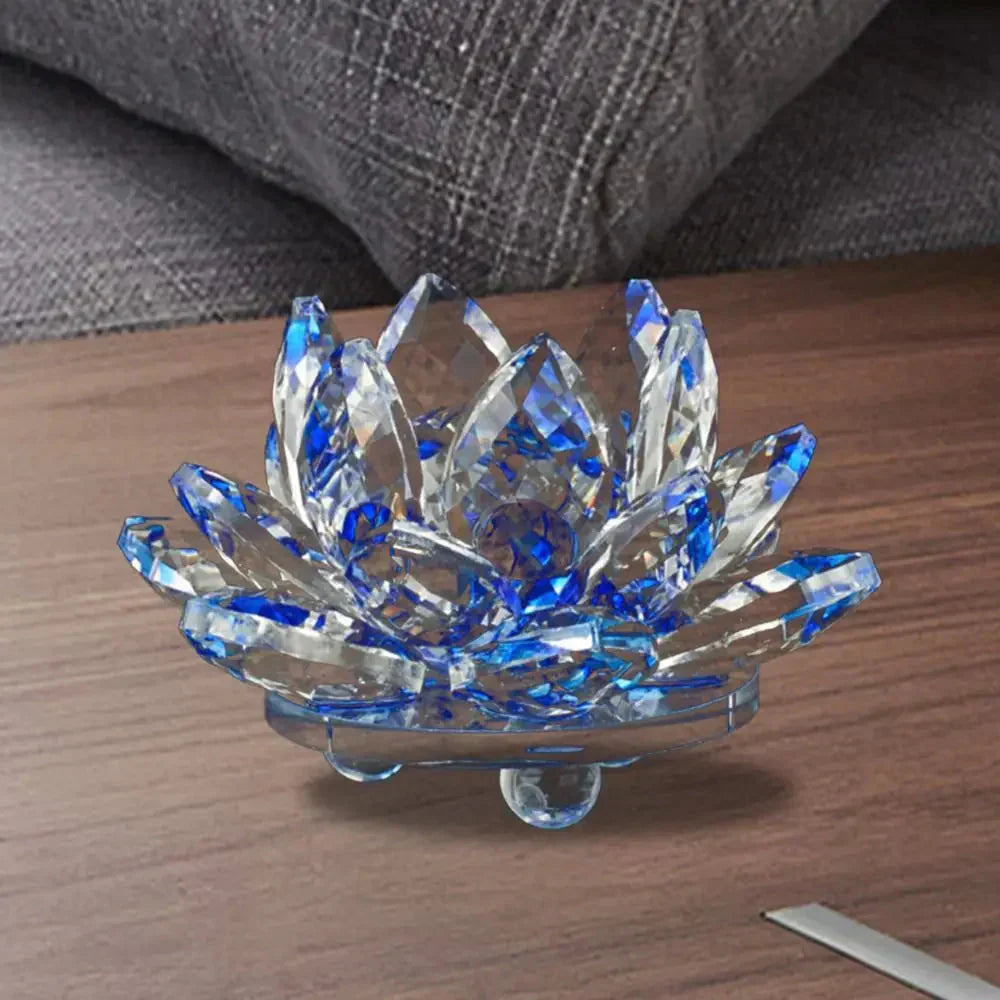 Crystal Lotus Flower Figurine - Feng Shui Home Decor Paperweight