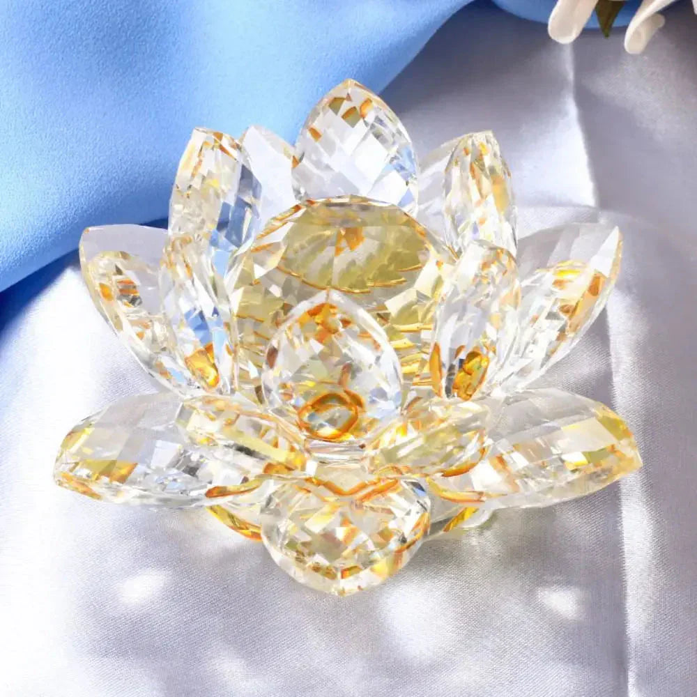 Crystal Lotus Flower Figurine - Feng Shui Home Decor Paperweight