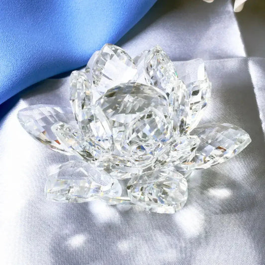 Crystal Lotus Flower Figurine - Feng Shui Home Decor Paperweight