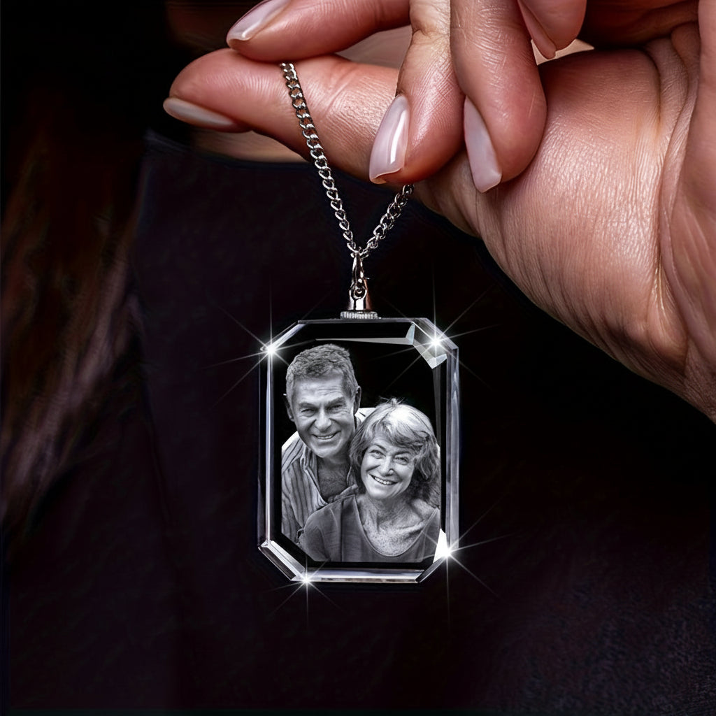 Personalized Heart-Shaped Glass Photo Necklace