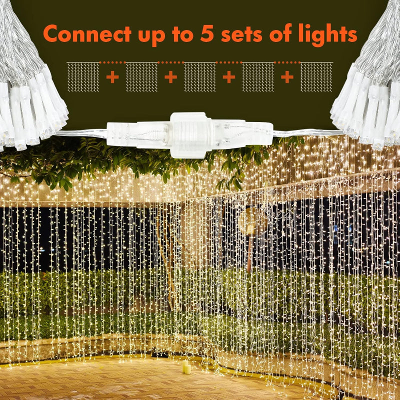 Waterproof LED Curtain Lights with Remote and Multiple Modes
