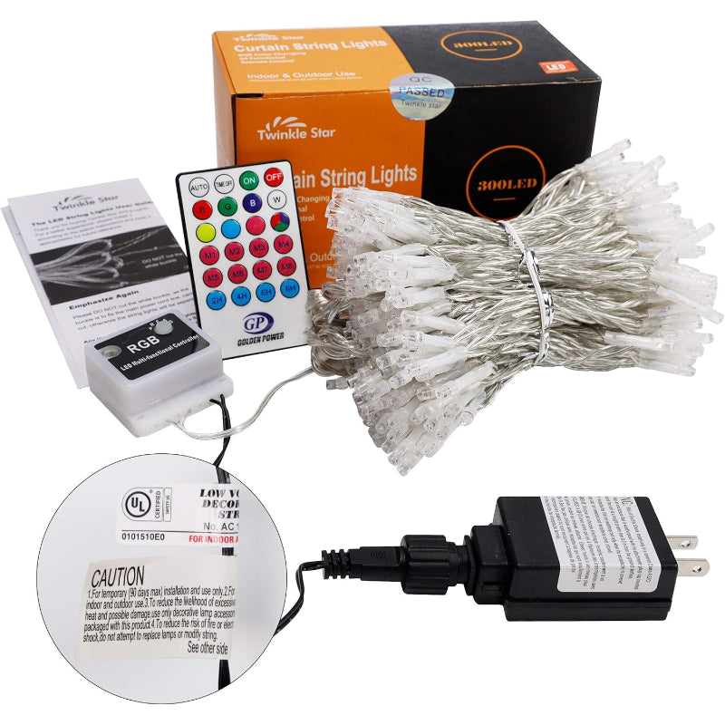 Waterproof LED Curtain Lights with Remote and Multiple Modes