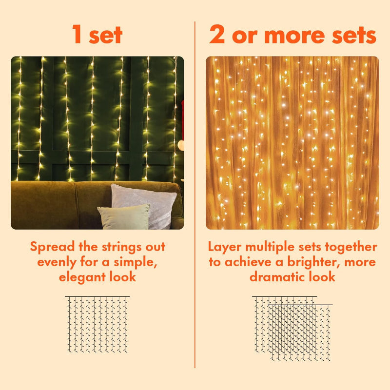 Waterproof LED Curtain Lights with Remote and Multiple Modes