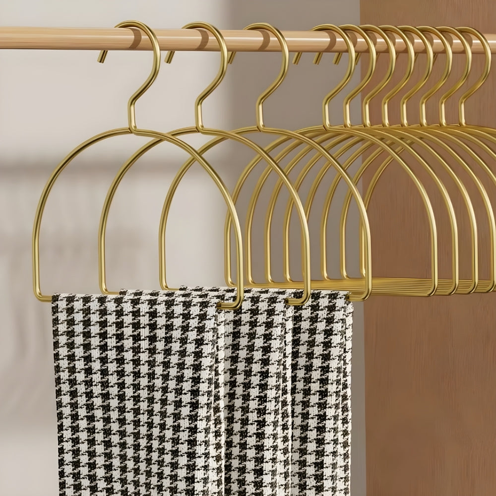 Curved Gold Scarf Hanger Set for Organized Storage