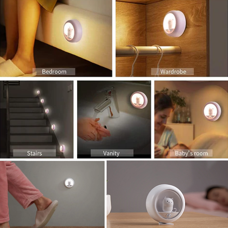 Cute Cat Rechargeable Motion Sensor Night Light
