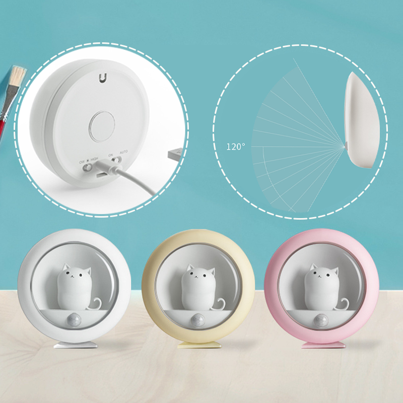 Cute Cat Rechargeable Motion Sensor Night Light