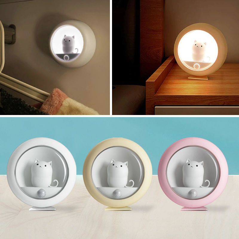 Cute Cat Rechargeable Motion Sensor Night Light