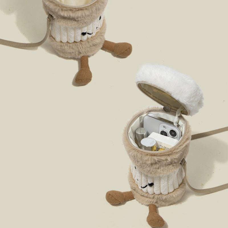 Cute Plush Coffee Cup Holder Bag