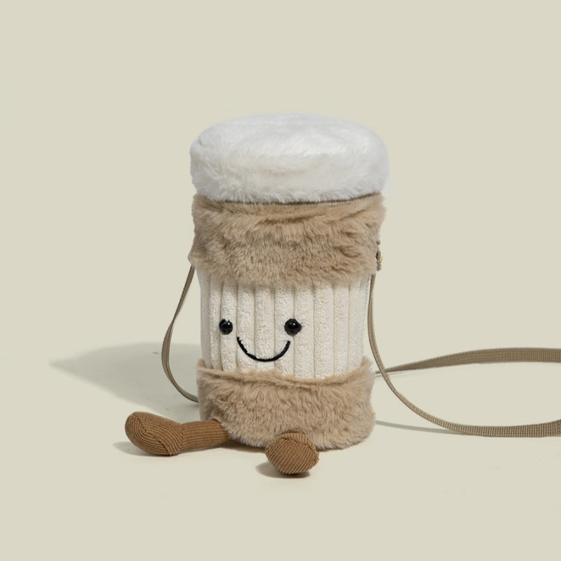 Cute Plush Coffee Cup Holder Bag