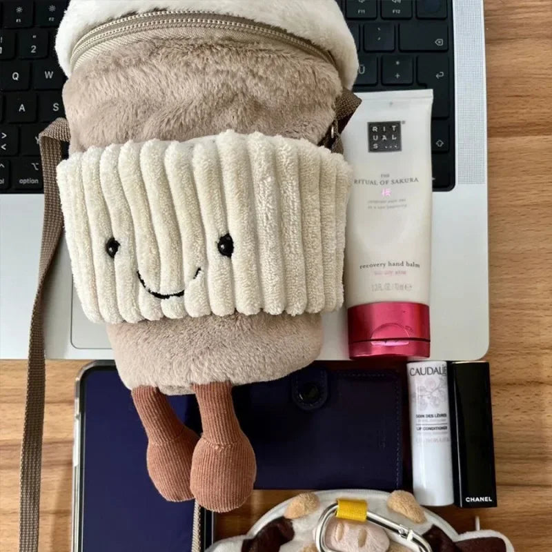 Cute Plush Coffee Cup Holder Bag