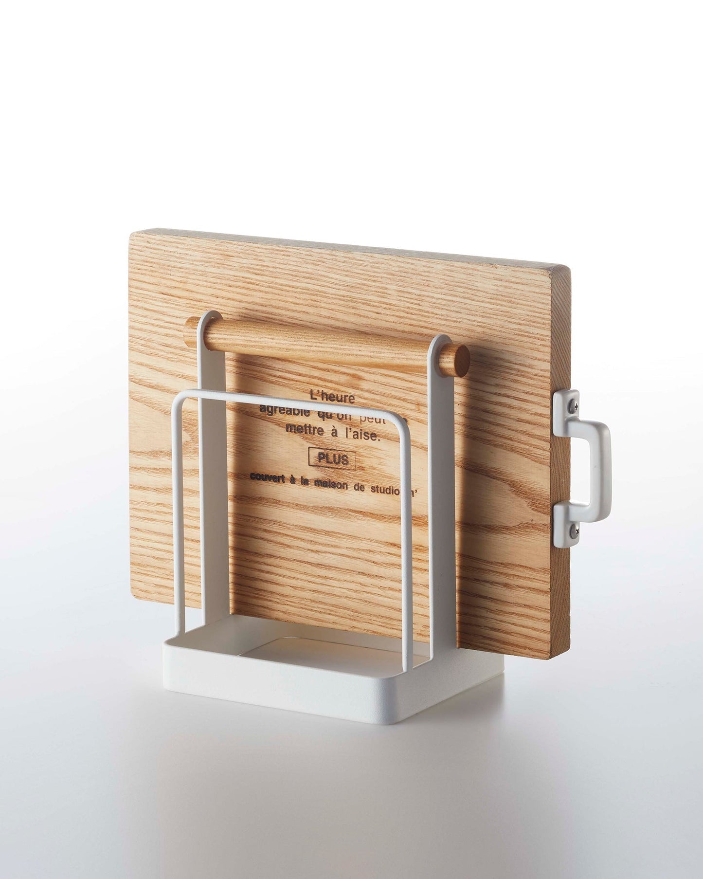 Wood and Steel Cutting Board Stand for Storage and Drying