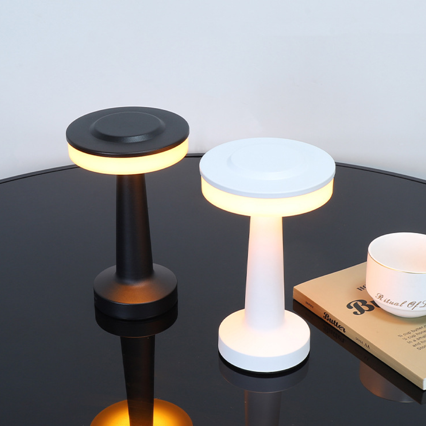 Black Metal LED Table Lamp with Warm Light