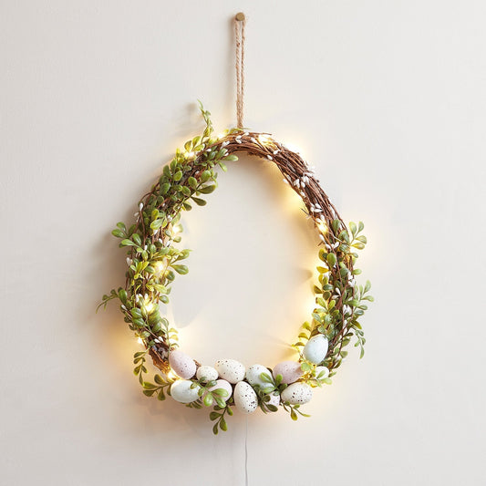 Easter Egg Shaped Wreath with Fairy Lights