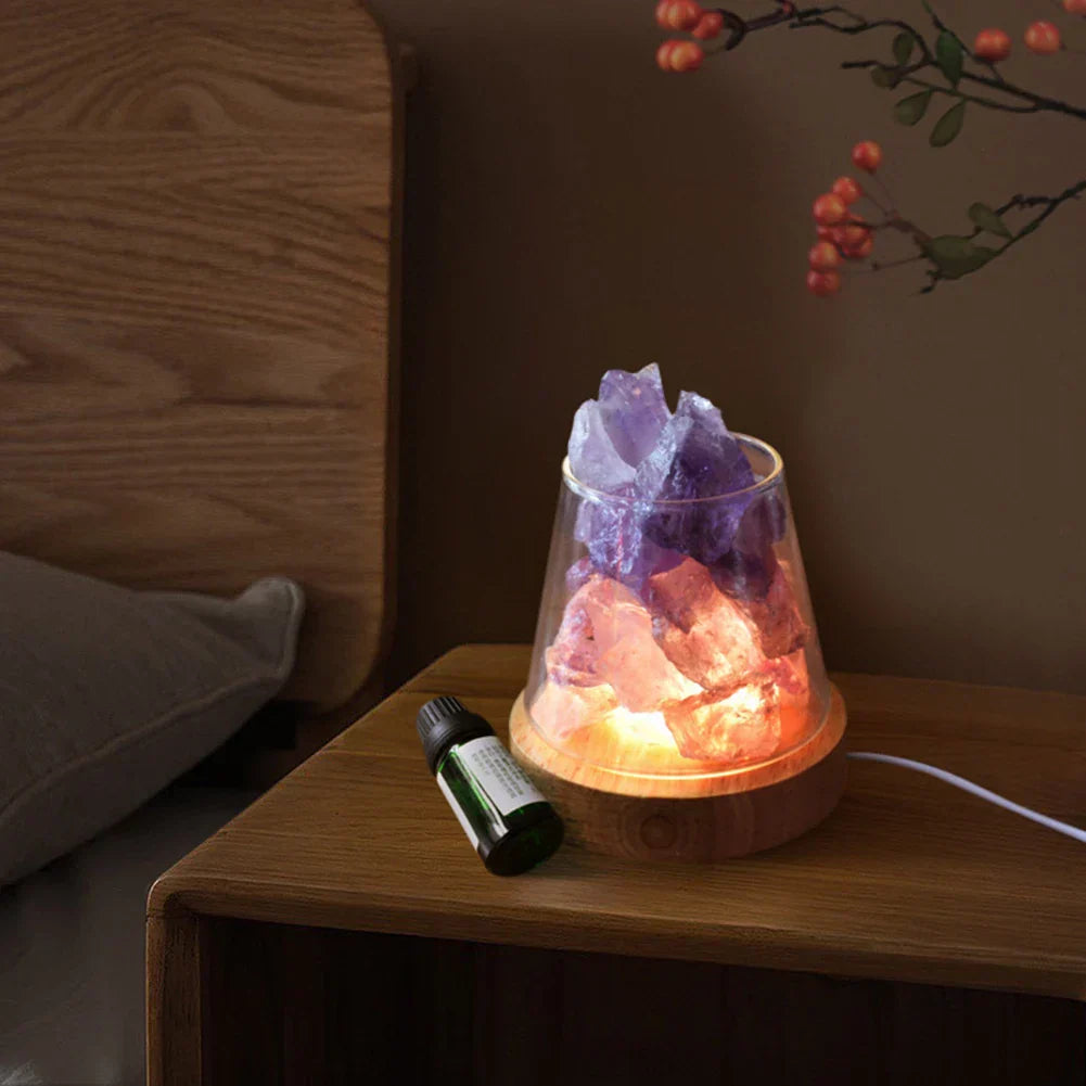 Himalayan Salt Lamp with Essential Oil Diffuser and Rechargeable Battery