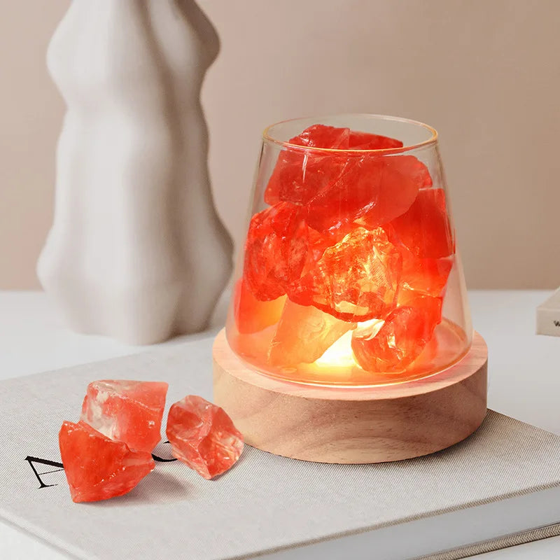 Himalayan Salt Lamp with Essential Oil Diffuser and Rechargeable Battery