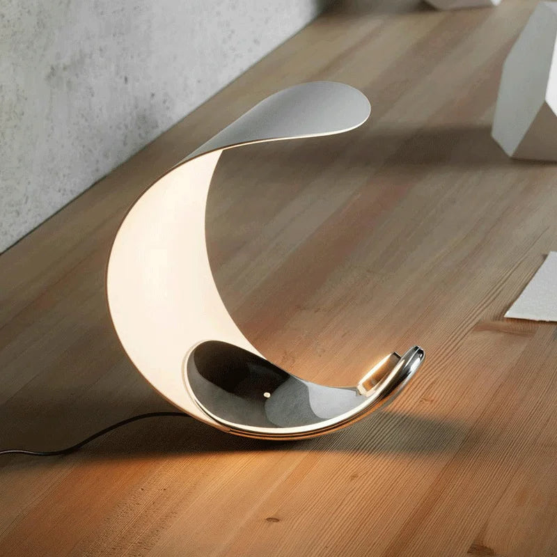 Italian Adjustable LED Desk Lamp in Crescent Moon Design