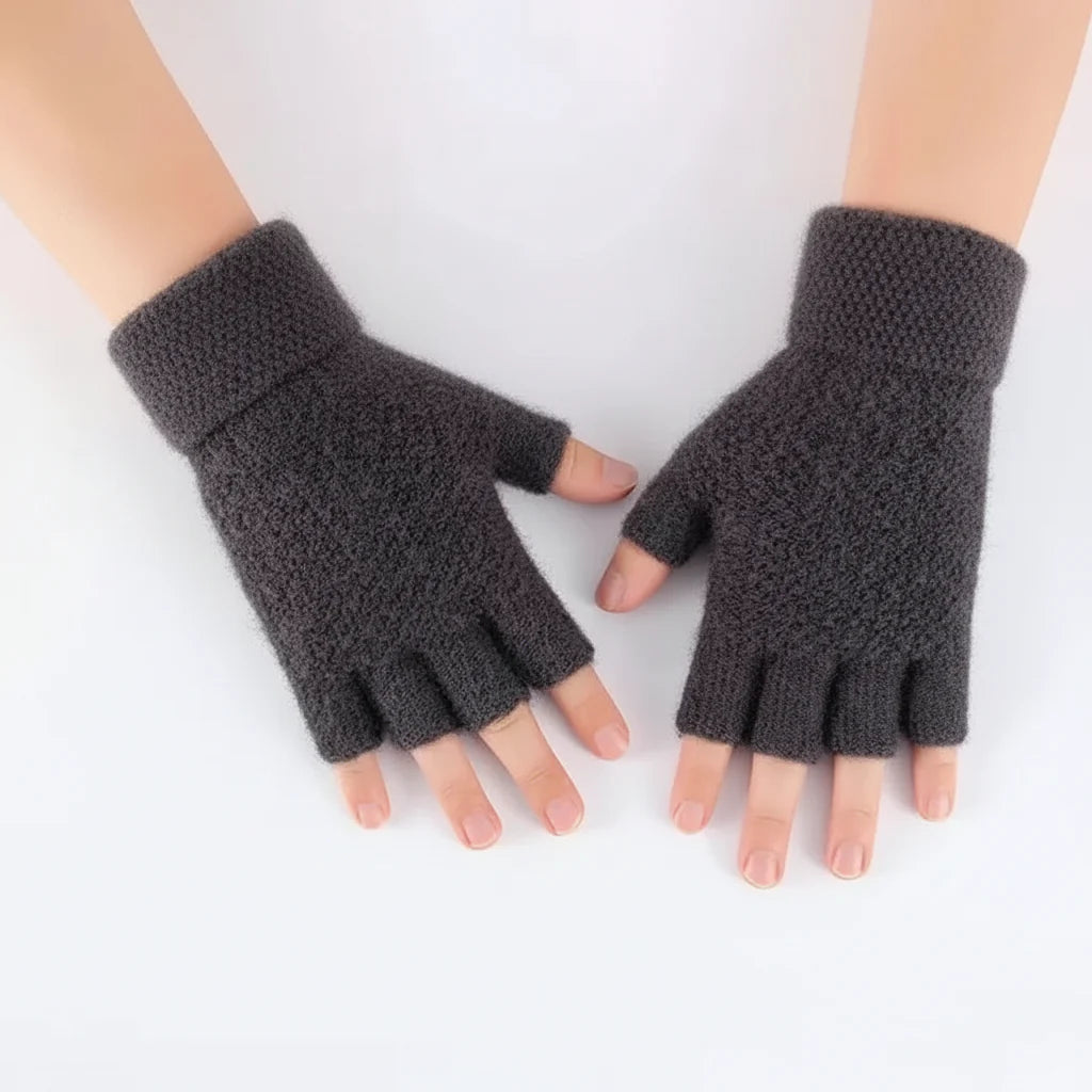 Thick Elastic Winter Fingerless Gloves for Men