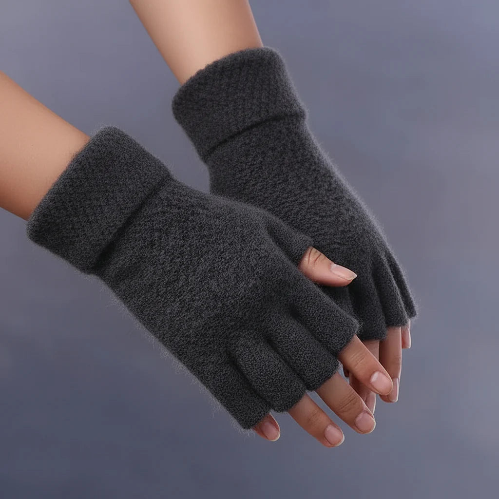 Thick Elastic Winter Fingerless Gloves for Men