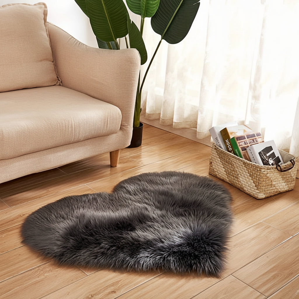 Plush Heart Shaped Area Mat for Cozy Indoor Use
