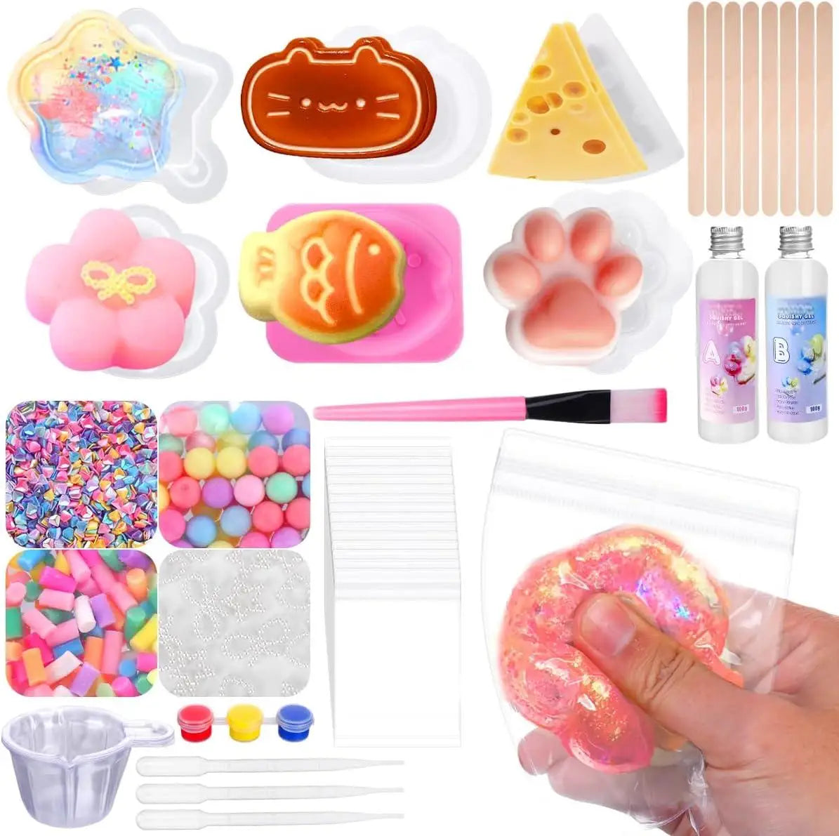 DIY Squishy Craft Kit with Molds and Decorative Fillers