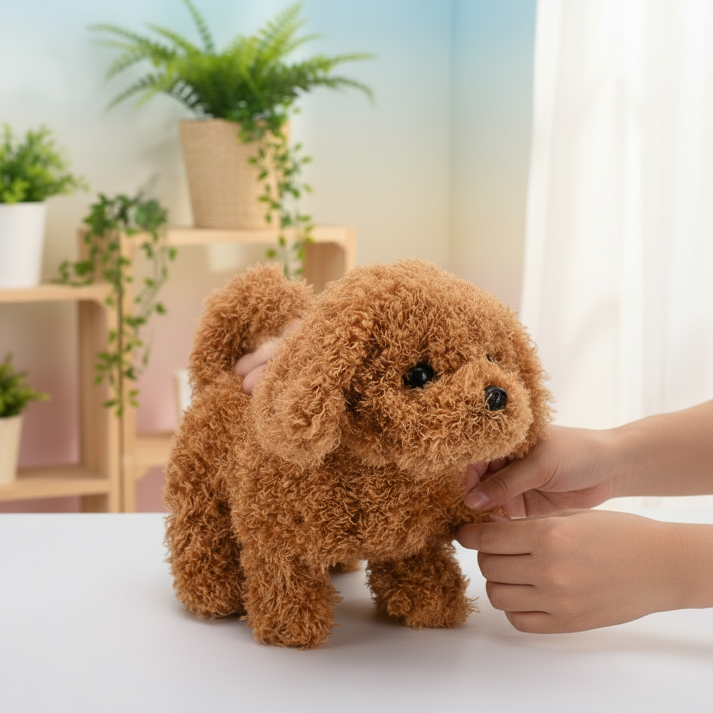Interactive Plush Puppy Toy with Walking and Barking Features