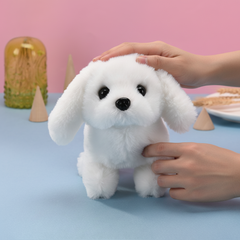 Interactive Plush Puppy Toy with Walking and Barking Features