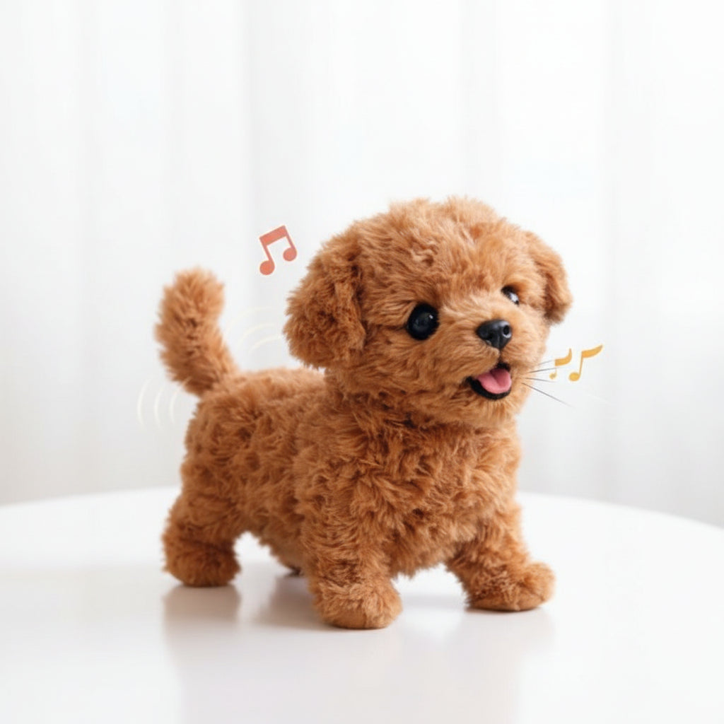 Interactive Plush Puppy Toy with Walking and Barking Features