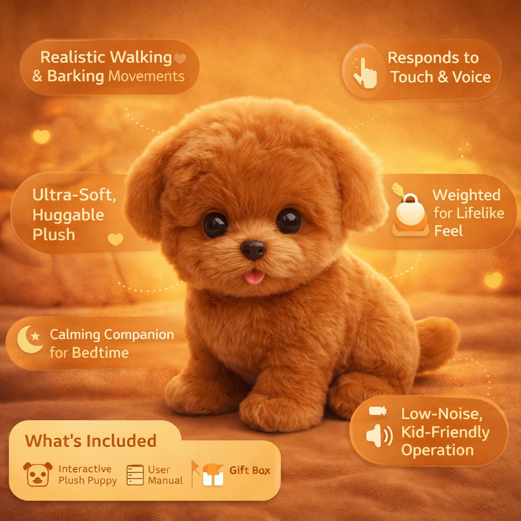 Interactive Plush Puppy Toy with Walking and Barking Features