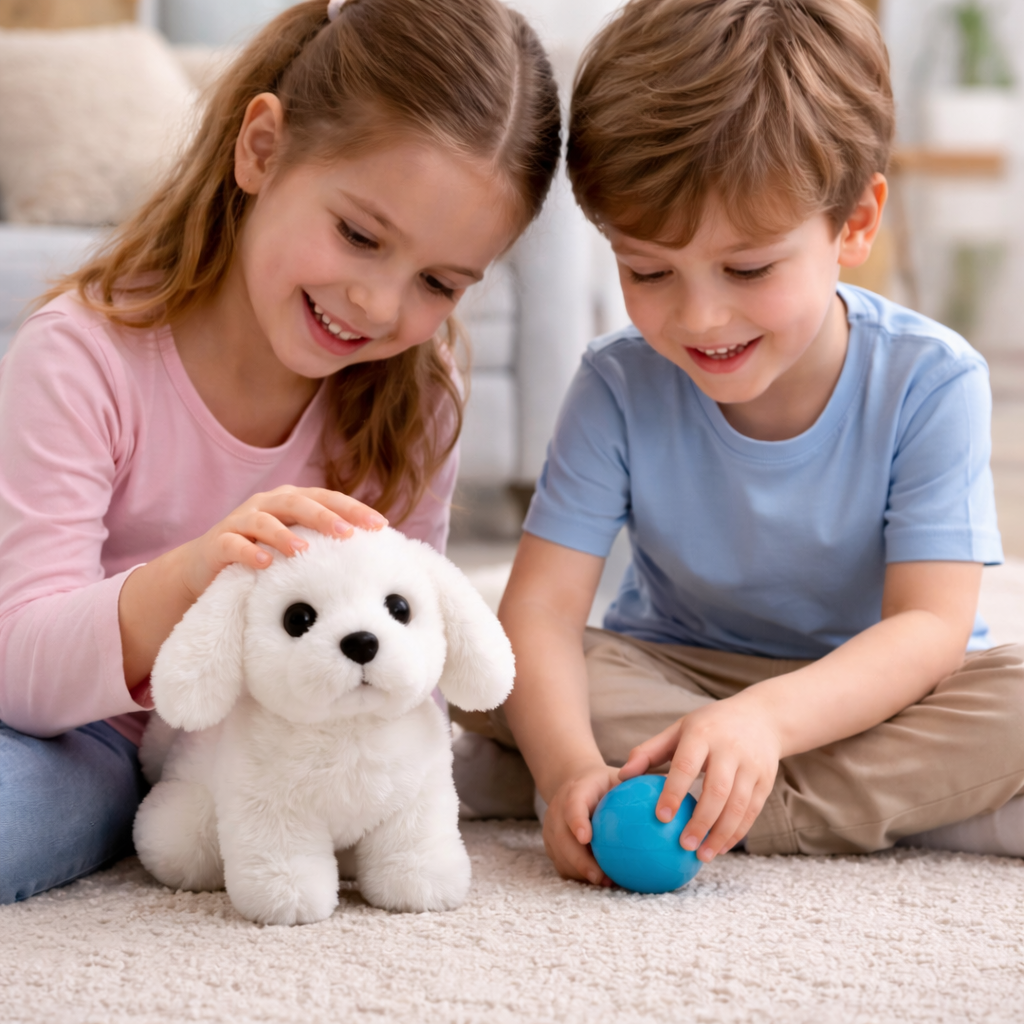 Interactive Plush Puppy Toy with Walking and Barking Features