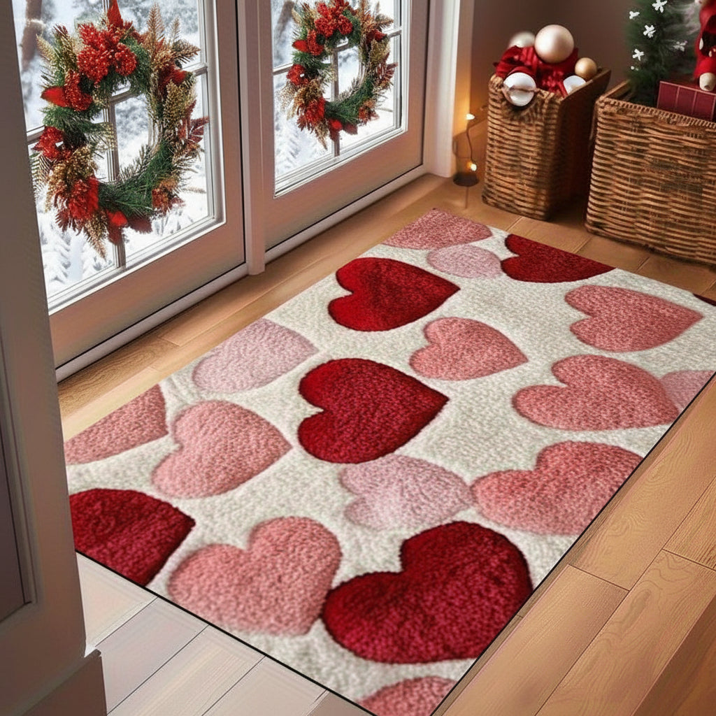 Heart Pattern Non-Slip Polyester Entry Doormat