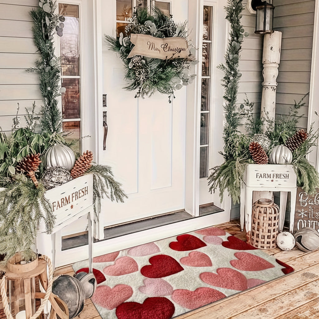 Heart Pattern Non-Slip Polyester Entry Doormat