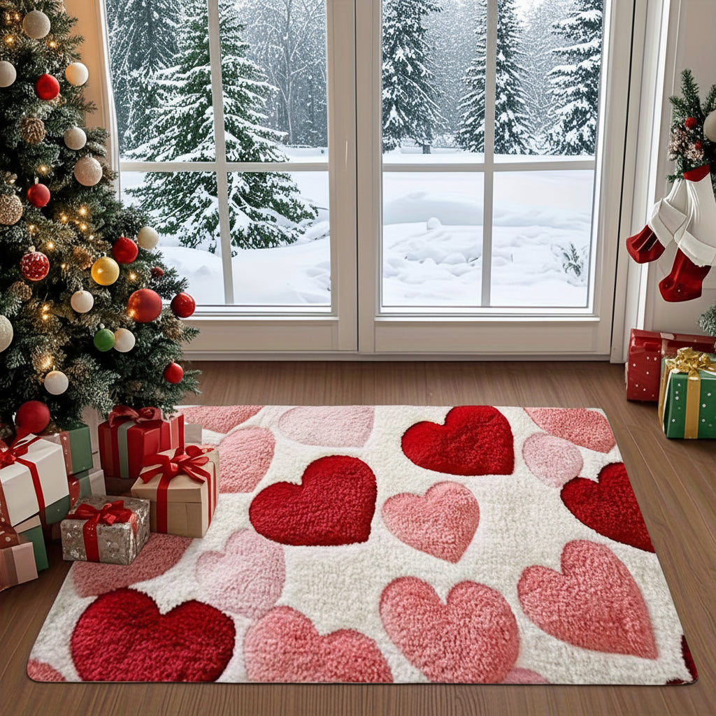 Heart Pattern Non-Slip Polyester Entry Doormat