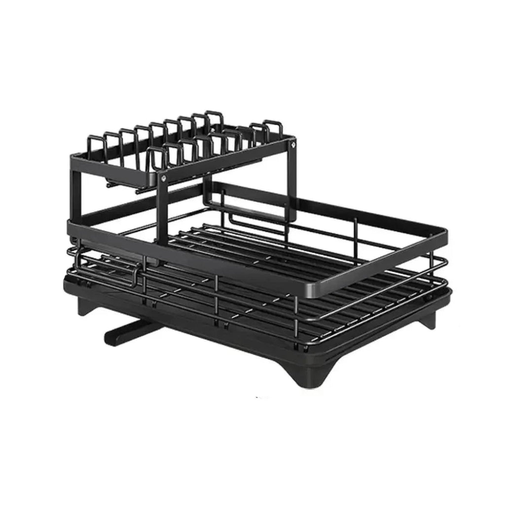 Foldable Stainless Steel Dish Rack with Cutlery Holder