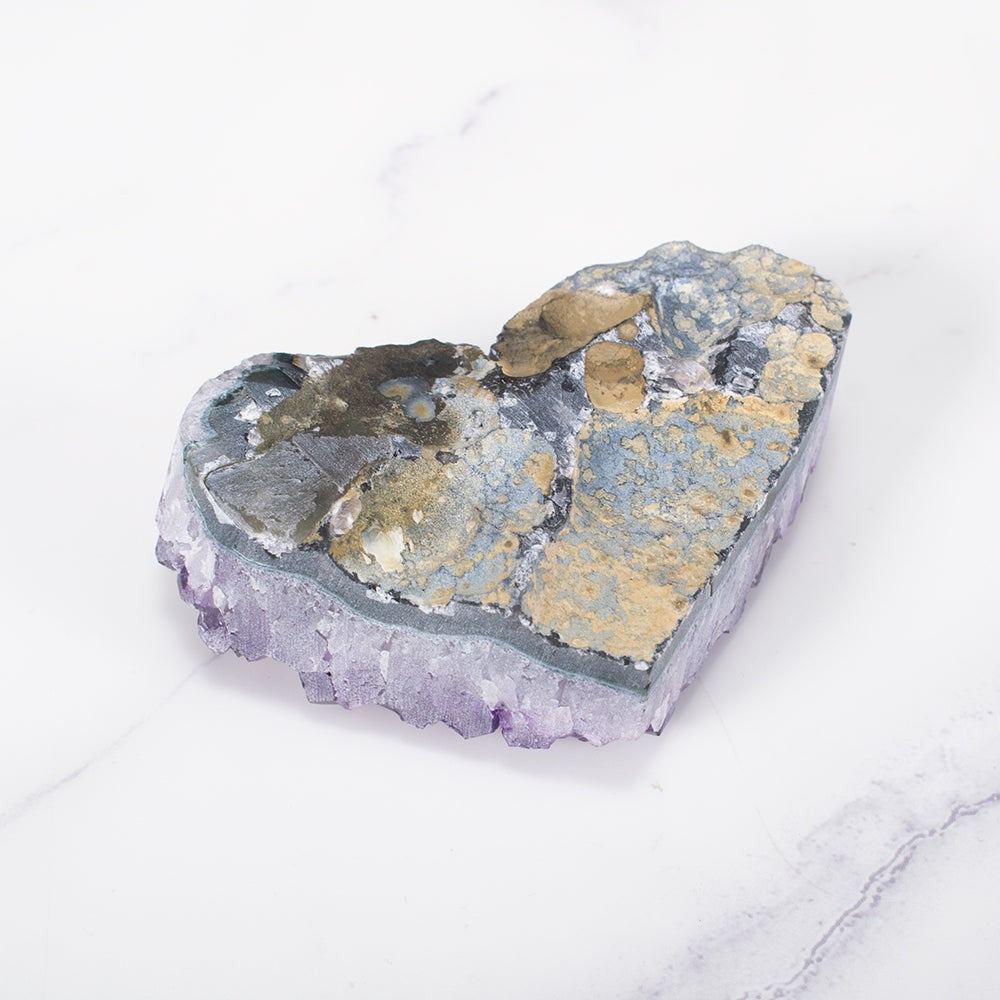 Amethyst Heart Cluster Crystal Display
