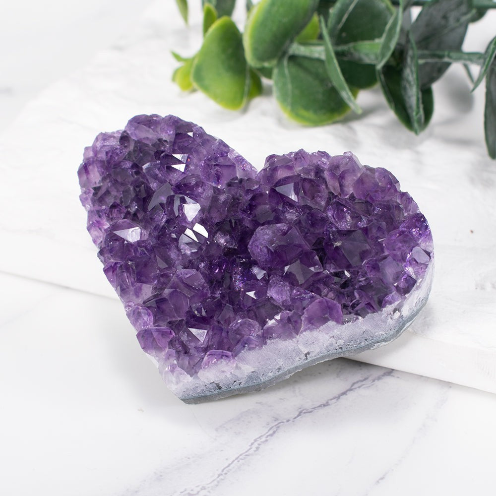 Amethyst Heart Cluster Crystal Display