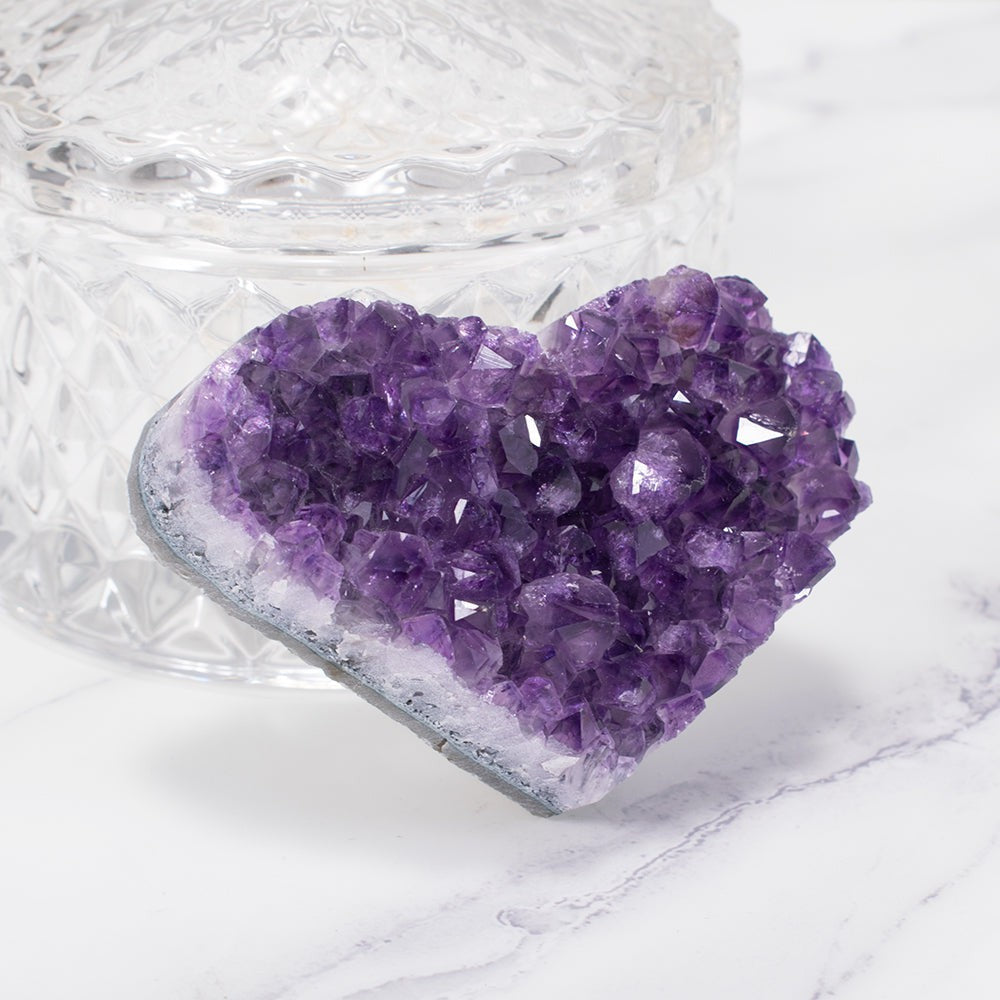 Amethyst Heart Cluster Crystal Decor