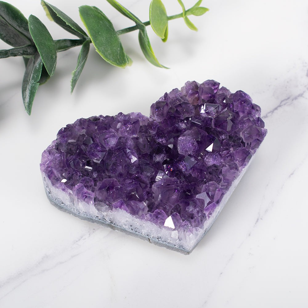Amethyst Heart Cluster Crystal Display