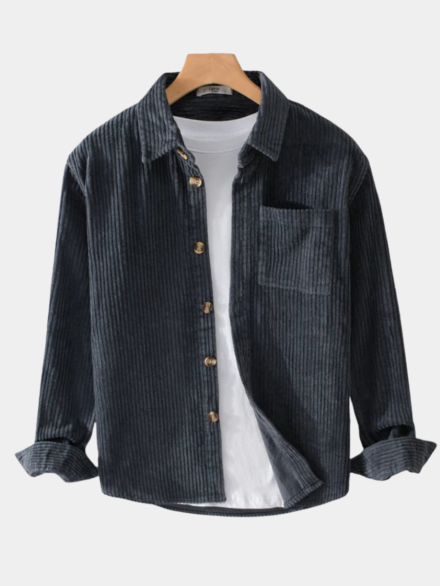 Men's Comfortable Fit Cotton Corduroy Shirt with Chest Pocket