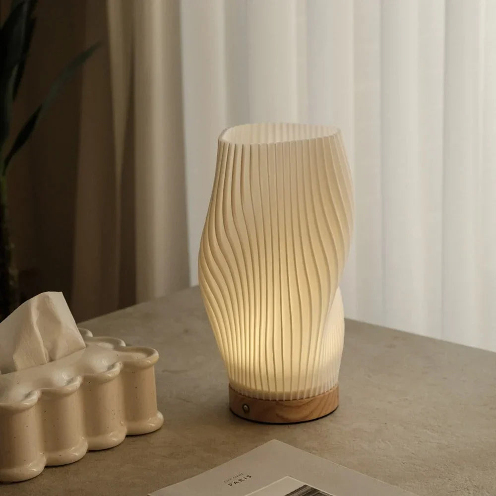 Pleated USB-Powered LED Table Lamp with Dimmable Light