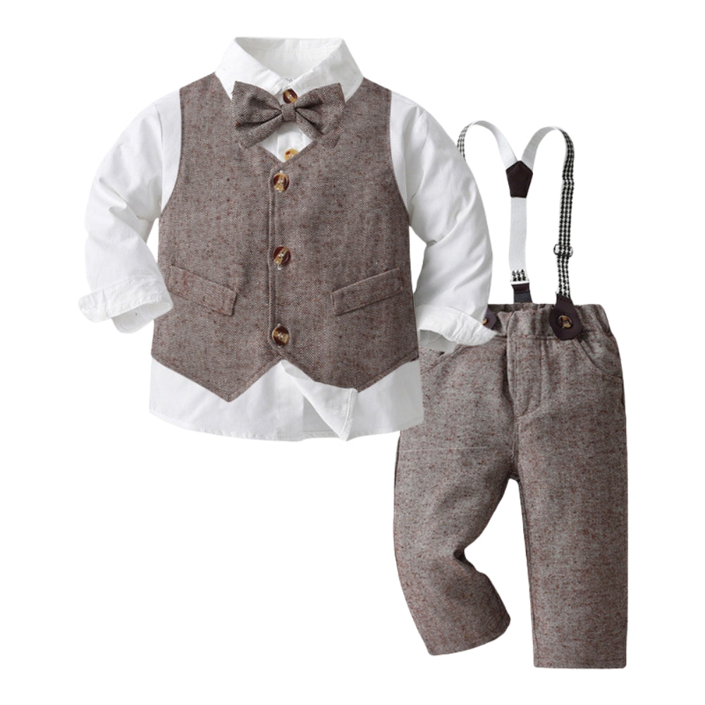 Little Kids' Holiday Outfit Set with Vest and Bow Tie