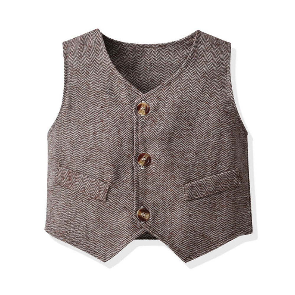 Little Kids' Holiday Outfit Set with Vest and Bow Tie