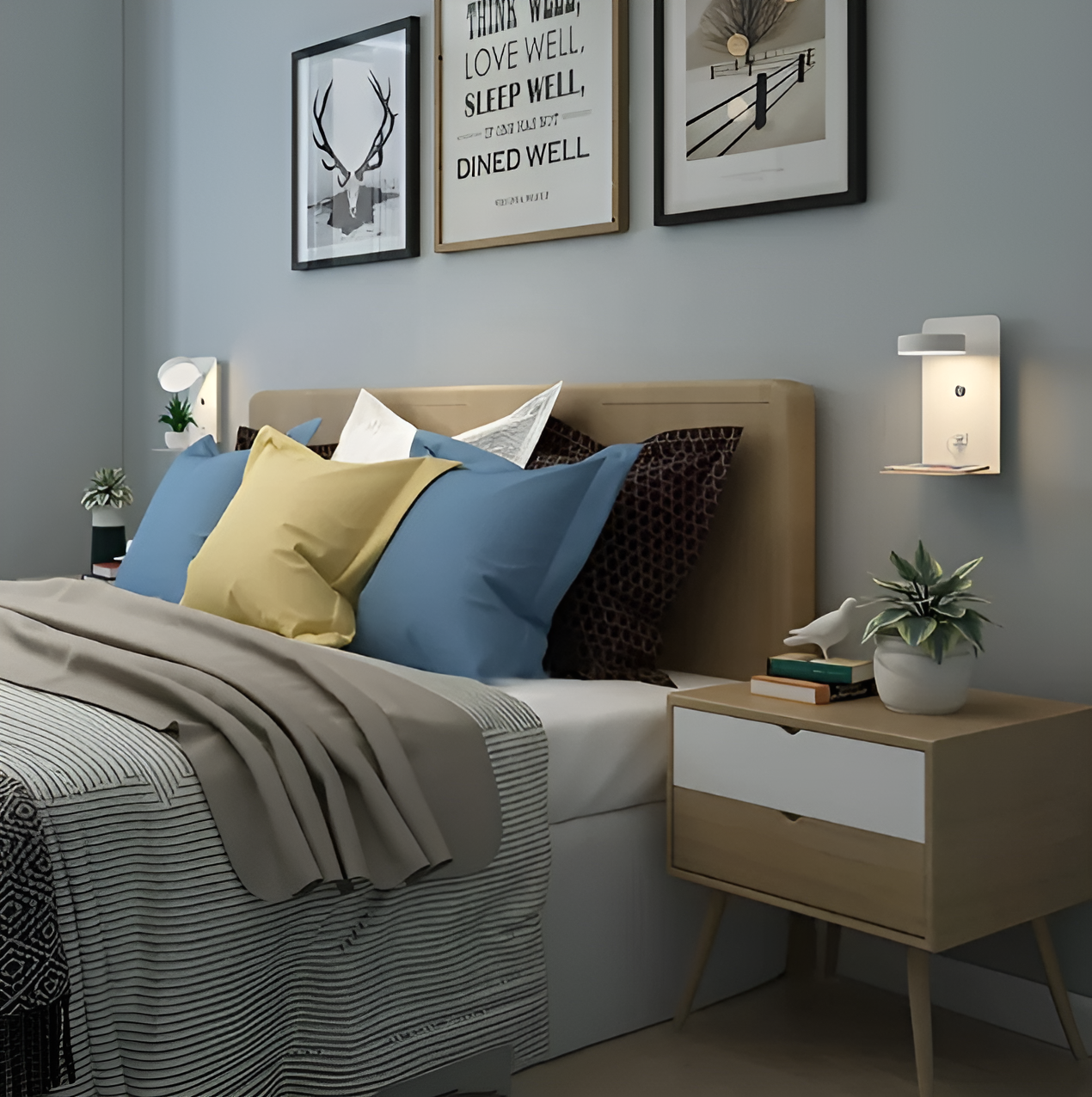Minimalist Rechargeable USB Night Light with Dimmable Brightness and Shelf
