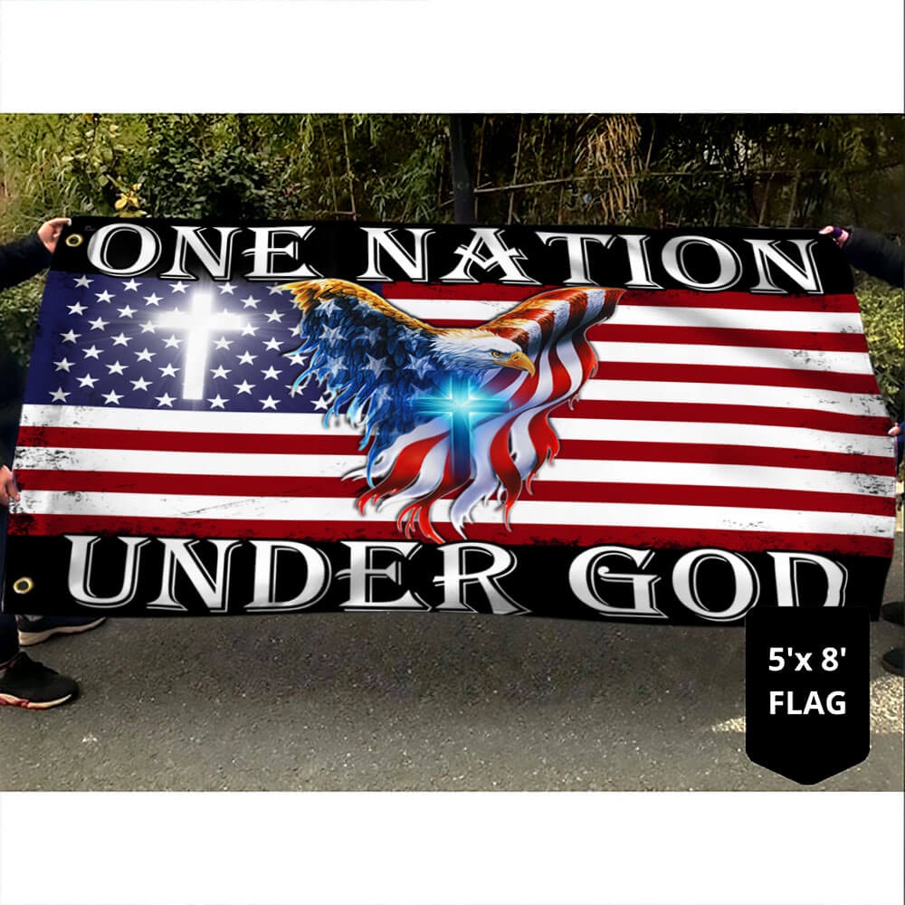 One Nation Under God Grommet Flag - Patriotic Christian Canvas Flag