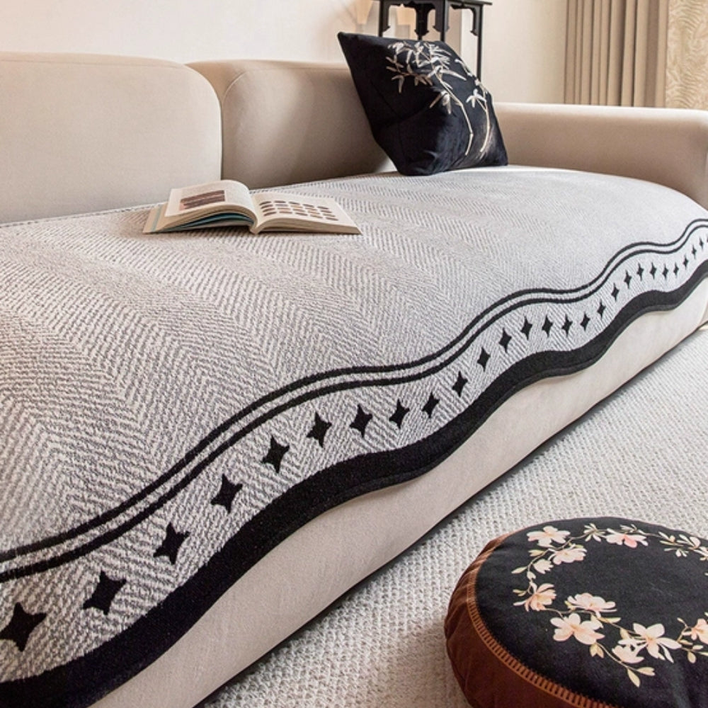 Modern Wave Anti-Slip Microfiber Sofa Cover