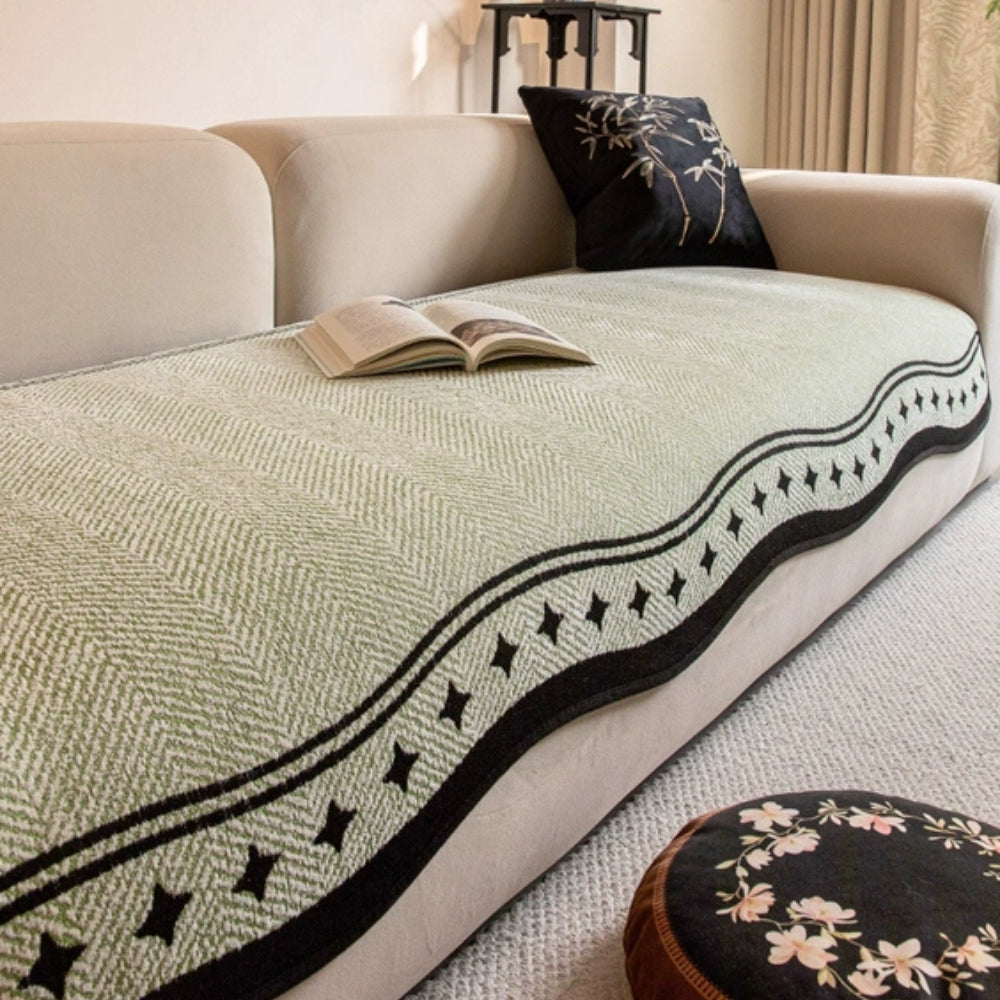 Modern Wave Anti-Slip Microfiber Sofa Cover