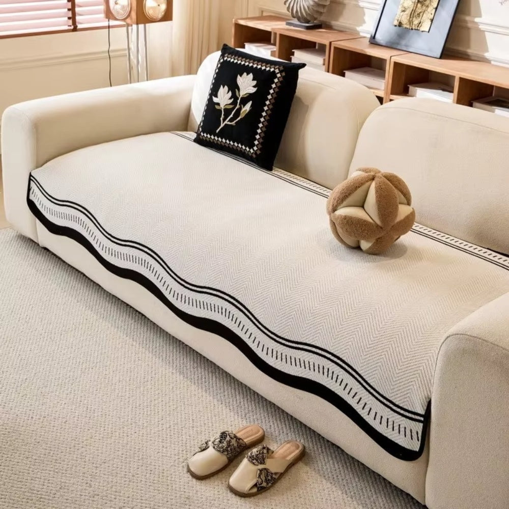 Modern Wave Anti-Slip Microfiber Sofa Cover